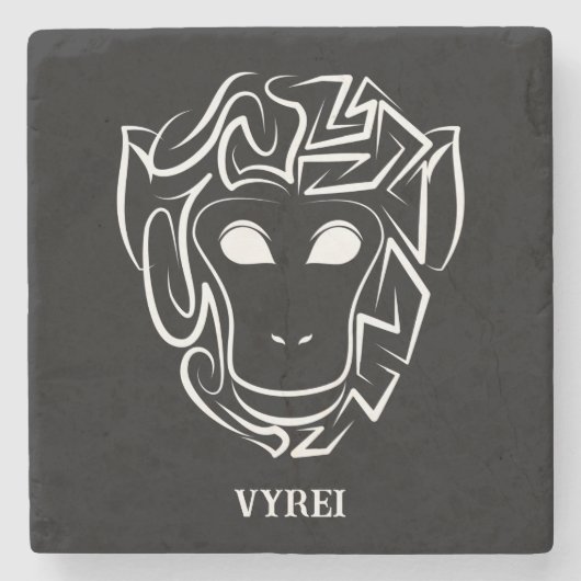 Affen aus schwarzem und weißem Stamm Steinuntersetzer (Vorderseite)