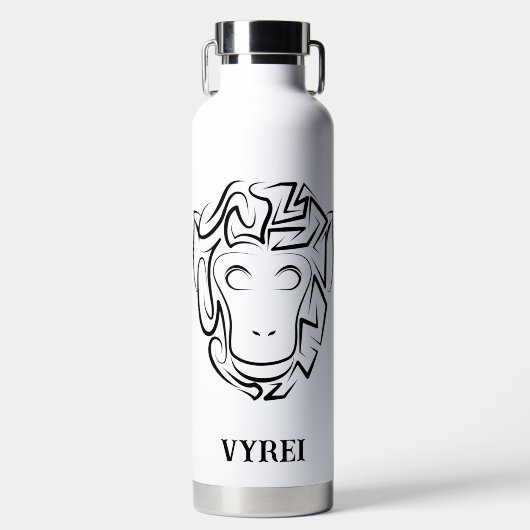 Affen aus schwarzem und weißem Stamm Trinkflasche (Vorderseite)