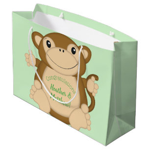 Affen-Baby-Party Grün Große Geschenktüte