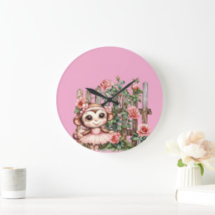 Affen-Ballerina Große Wanduhr