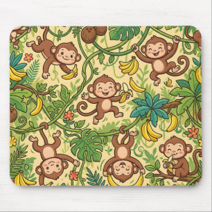 Affen-Bananen-Dschungel-Schwingen-Mauspad – Süßes Mousepad