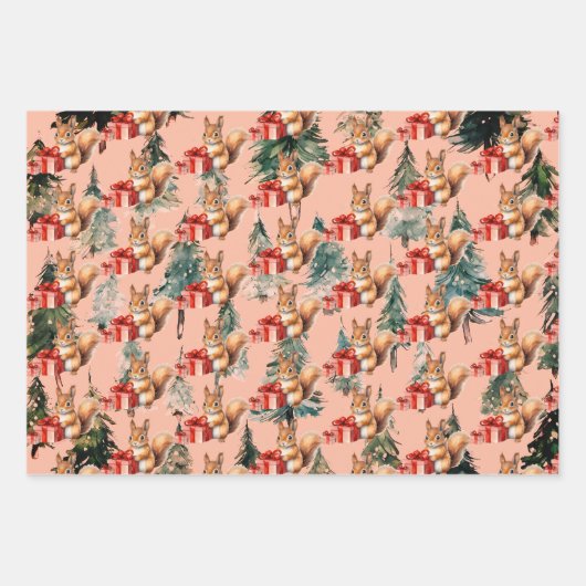 Affen Bären und Eichhörnchen zu Weihnachten Geschenkpapier Set (Vorderseite 2)