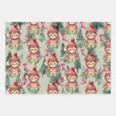 Affen Bären und Eichhörnchen zu Weihnachten Geschenkpapier Set (Vorderseite)