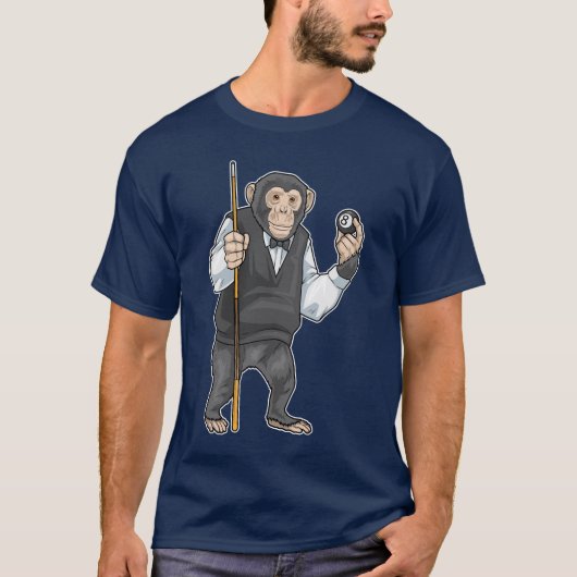 Affen Billard Queue Sport T-Shirt (Vorderseite)