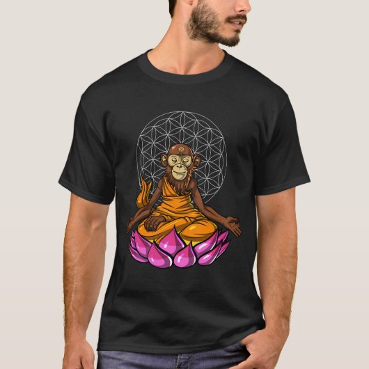 Affen-Buddha-Meditation T-Shirt (Vorderseite)