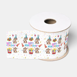 Affen-Cupcake-Happy-Birthday-Schleife Ripsband