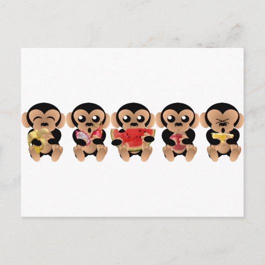 Affen, die Obst lieben Postkarte (Vorderseite)