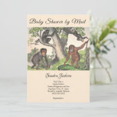 Affen-Dschungel Gender-neutral Baby-Dusche von Mai Einladung (Stehend Vorderseite)