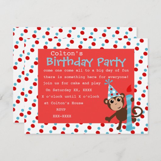 Affen Einladung (Vorne/Hinten)