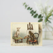 Affen färbt eine Hundeschliffskarte Postkarte (Stehend Vorderseite)