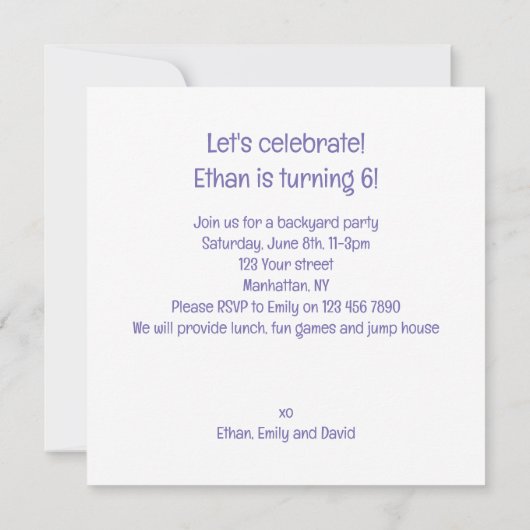 Affen feiern Geburtstag, Einladung von Affen (Rückseite)