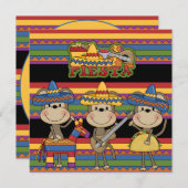 Affen Fiesta individuelle Einladungen zum Geburtst (Vorne/Hinten)