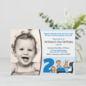 Affen hüpfen auf dem Bett Einladung zum Geburtstag (Stehend Vorderseite)