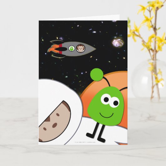 Affen in Space Außerirdischen Floating Notebook Karte (Gelbe Blume)