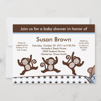Affen Jumpin auf der Bed Baby Shower Einladung