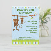 Affen Kindergeburtstag Party Einladung (Stehend Vorderseite)