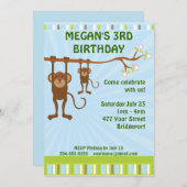 Affen Kindergeburtstag Party Einladung (Vorne/Hinten)