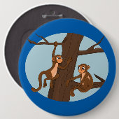 Affen klettern auf den Cartoon Button (Vorne & Hinten)