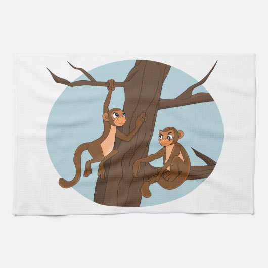 Affen klettern auf den Cartoon Geschirrtuch (Horizontal)