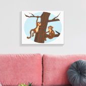 Affen klettern auf den Cartoon Leinwanddruck (Insitu (Wohnzimmer))