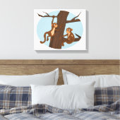 Affen klettern auf den Cartoon Leinwanddruck (Insitu (Schlafzimmer))