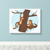 Affen klettern auf den Cartoon Leinwanddruck (Insitu (Holzboden))