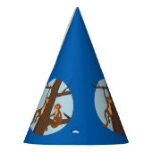 Affen klettern auf den Cartoon Party Hut Partyhütchen (Links)