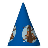 Affen klettern auf den Cartoon Party Hut Partyhütchen (Rechts)