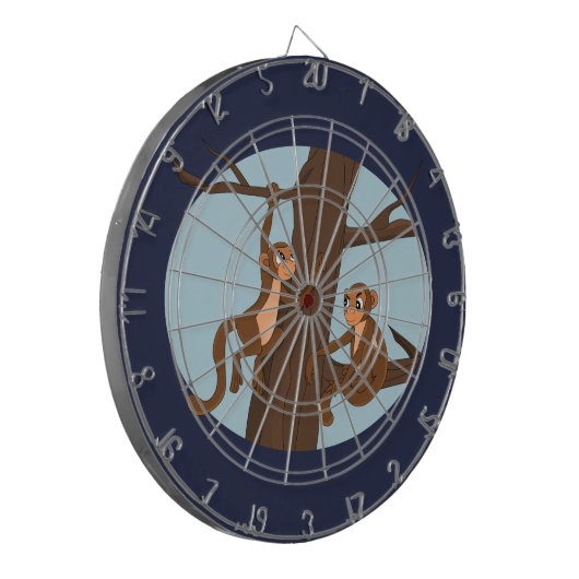 Affen klettern auf die Baumdartkarte Dartscheibe (Vorderseite Links)