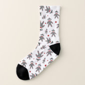 Affen mit rotem Herzmuster Socken (Links - Außen)