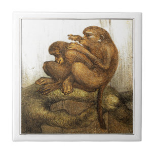 Affen niederländische viktorianische Kunst Fliese