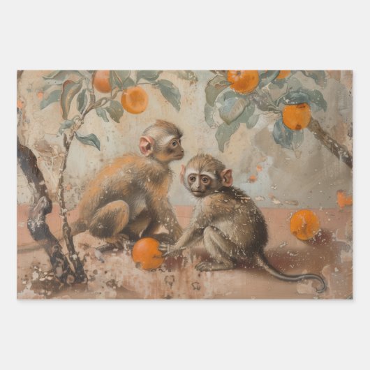 Affen - Ölgemäldepapier Geschenkpapier Set (Vorderseite 3)