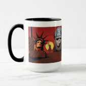 Affen ordnet die WeltTasse an Tasse (Links)