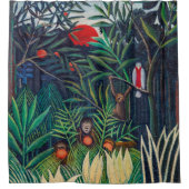 Affen Papagei-Tier im Dschungelwald Duschvorhang (Vorderseite)