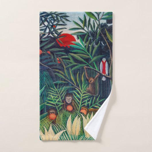 Affen Papagetier im Dschungelwald Badhandtuch Set (Handtuch)