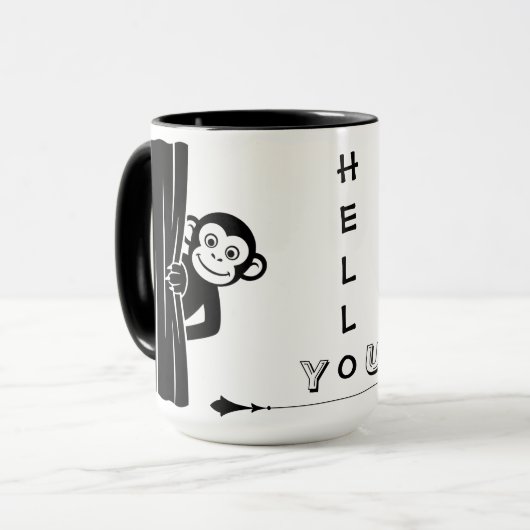 Affen-Peekaboo-Spaß-Tasse Tasse (Vorderseite Links)