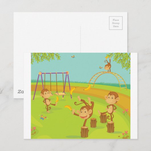 Affen Postkarte (Vorne/Hinten)