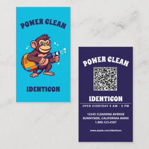 Affen-Power-Reinigung mit QR-Code Visitenkarte