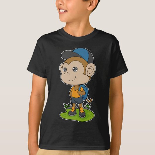 Affen-Rucksack-Kappe T-Shirt (Vorderseite)