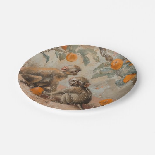 Affen - Rundpapier - Teller (Schrägansicht)