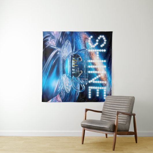 Affen Schach und galaktischer Shine Wandteppich (Beispiel (Horizontal))