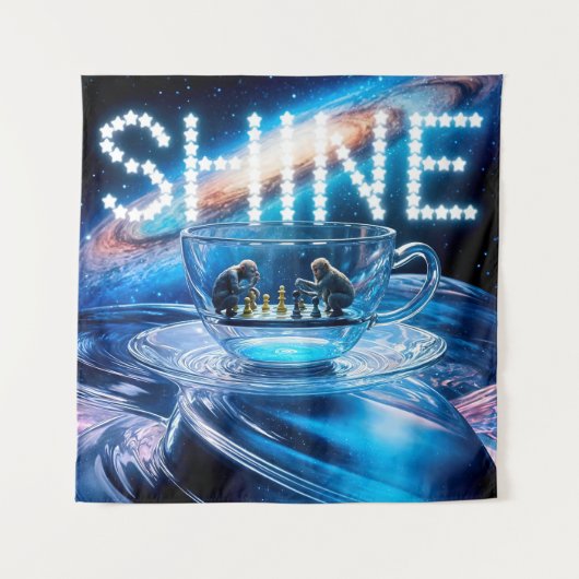 Affen Schach und galaktischer Shine Wandteppich (Vorderseite)