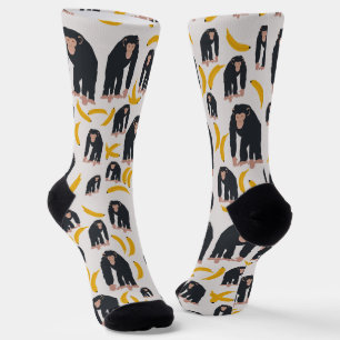 Affen-Schimpanse & Bananen-Muster Socken