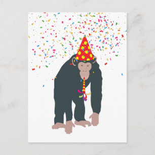 Affen Schimpansen feiern eine Party Tiere haben ei Postkarte