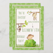 Affen schwingen von Bäumen Geburtstagsparty Einladung (Vorne/Hinten)