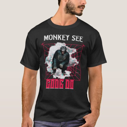 Affen sehen Code, machen Web-Entwickler Humor T-Shirt (Vorderseite)