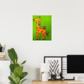 Affen spielen mit Giraffe Poster (Heimbüro)