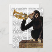 Affen spielt Trumpf 2 Postkarte (Vorne/Hinten)
