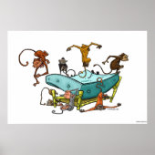 Affen springen auf dem Bett Poster (Vorne)