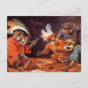 Affen-Taverne: Vintage-Kunstpostkarte Postkarte